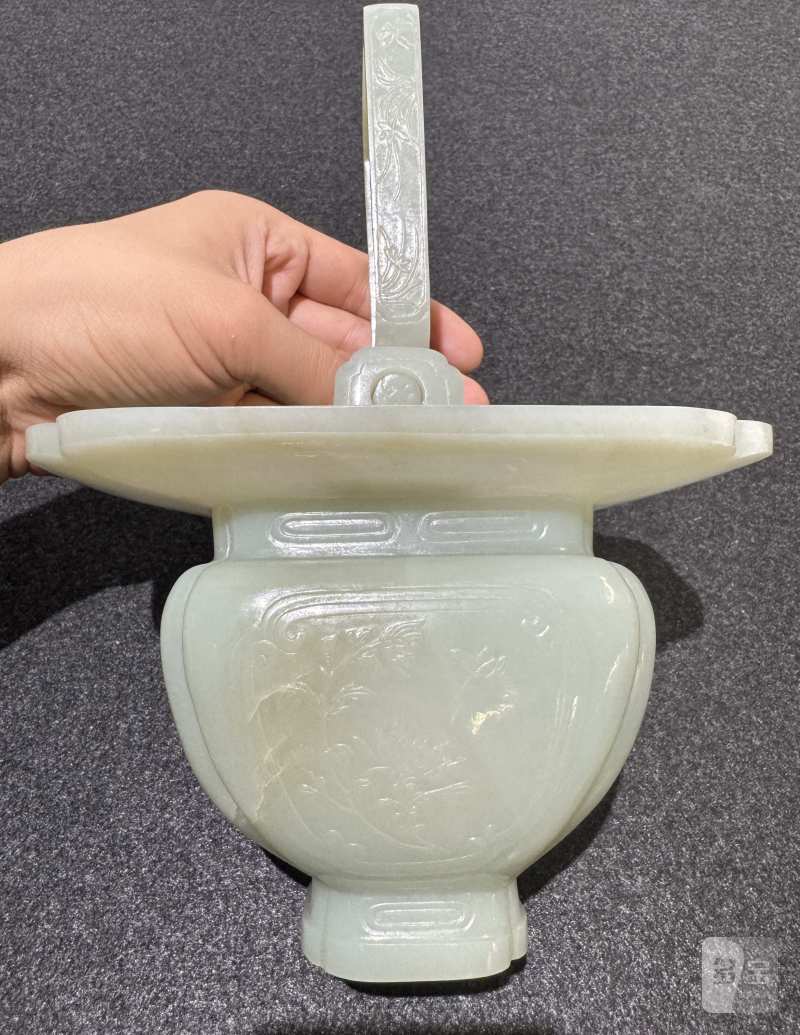 清 青白玉花篮 - 图4